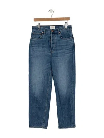 Pre-owned Doen High-rise Straight Leg Jeans In Blue
