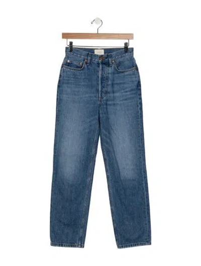 Pre-owned Doen High-rise Straight Leg Jeans In Blue
