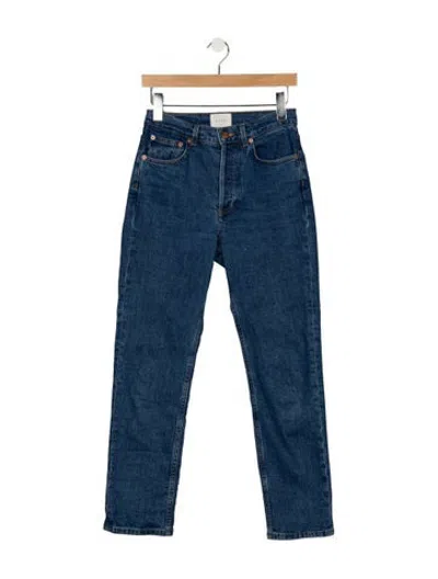 Pre-owned Doen High-rise Straight Leg Jeans In Blue