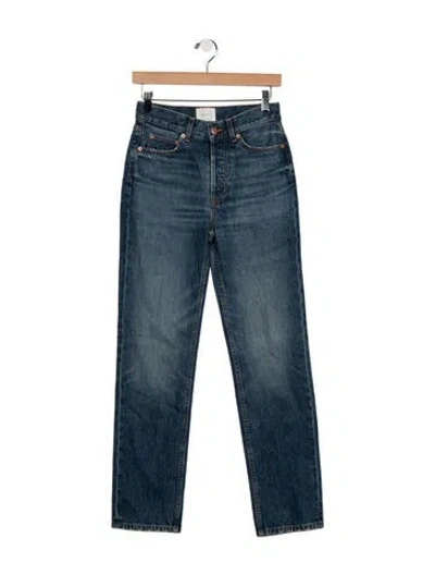 Pre-owned Doen High-rise Straight Leg Jeans W/ Tags In Blue