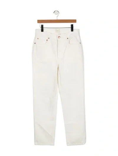 Pre-owned Doen High-rise Straight Leg Jeans In White