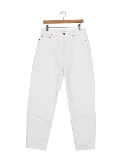 Pre-owned Doen High-rise Straight Leg Jeans In White