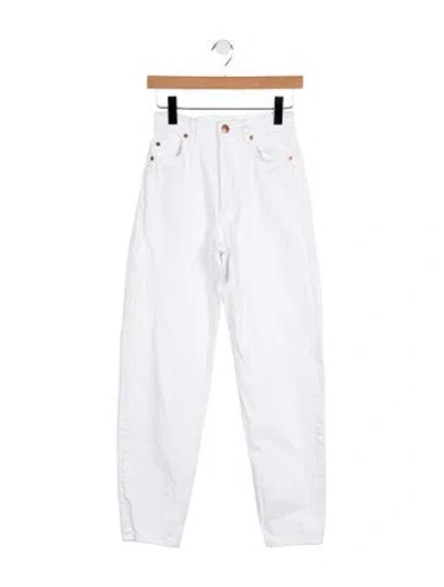 Pre-owned Doen High-rise Straight Leg Jeans In White