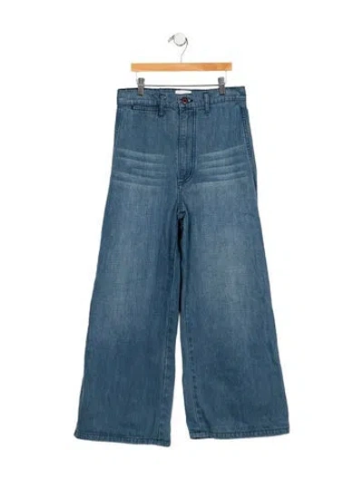 Pre-owned Doen High-rise Wide Leg Jeans In Blue