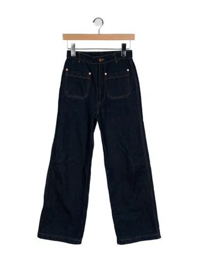 Pre-owned Doen High-rise Wide Leg Jeans In Blue