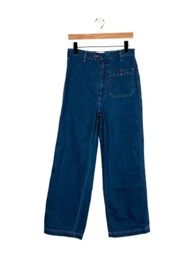 Pre-owned Doen High-rise Wide Leg Jeans In Blue