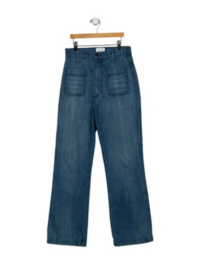Pre-owned Doen High-rise Wide Leg Jeans In Blue