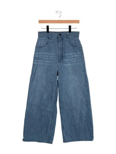 Pre-owned Doen High-rise Wide Leg Jeans In Blue