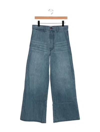 Pre-owned Doen High-rise Wide Leg Jeans In Blue