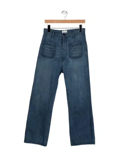 Pre-owned Doen High-rise Wide Leg Jeans In Blue