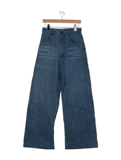 Pre-owned Doen High-rise Wide Leg Jeans In Blue