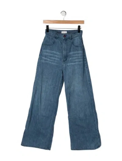 Pre-owned Doen High-rise Wide Leg Jeans In Blue