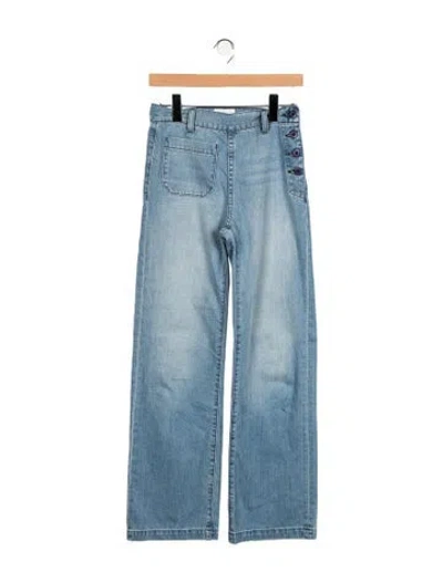 Pre-owned Doen High-rise Wide Leg Jeans In Blue