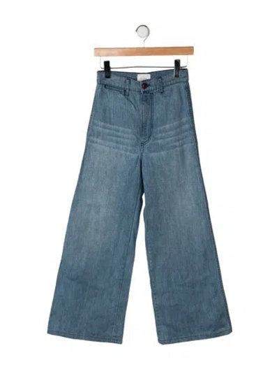 Pre-owned Doen High-rise Wide Leg Jeans In Blue