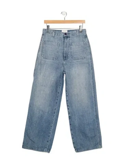 Pre-owned Doen High-rise Wide Leg Jeans In Blue