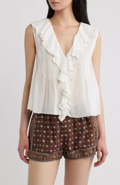 Doen Dôen Hilda Pintucked Sleeveless Organic Cotton Top In White