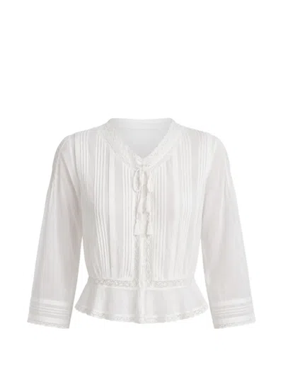 Doen Hillock Lace-trim Pin-tuck Blouse In White
