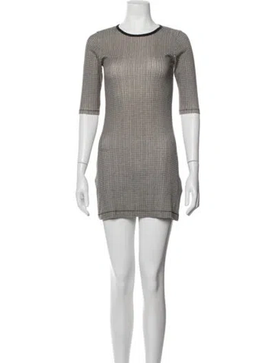 Pre-owned Doen Houndstooth Print Mini Dress In Grey