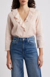 Doen Dôen Huguette Pintuck Ruffle Top In Pink
