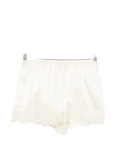 Doen Iona Lace-trimmed Silk Shorts In Neutral