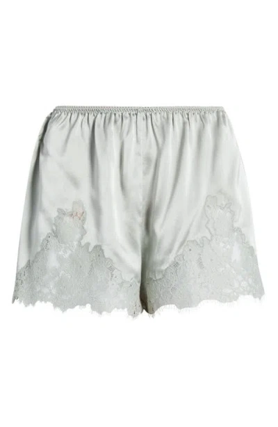 Doen Dôen Iona Lace Trim Silk Satin Shorts In Green