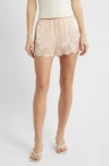 Doen Dôen Iona Lace Trim Silk Satin Shorts In Neutral
