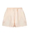 Doen Iona Lace-trimmed Silk-satin Shorts In Neutral