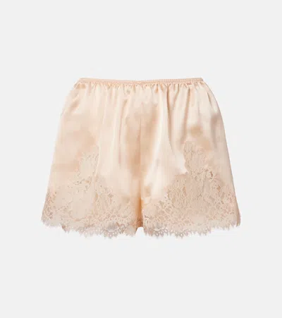 Doen Iona蕾丝边饰真丝短裤 In Orange