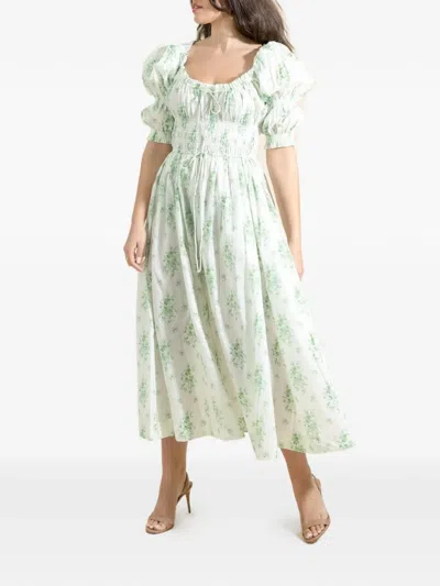 Doen Ischia Floral-print Smocked Midi Dress In Multi