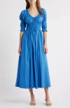 Doen Dôen Ischia Shirred Maxi Dress In Blue