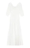 Doen Ischia Shirred Organic Cotton-blend Midi Dress In White