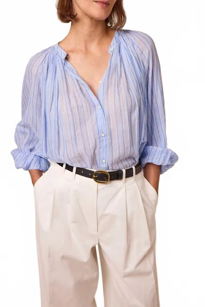 Doen Jonie Striped Organic Cotton-voile Blouse In Multi