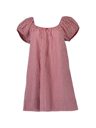 Doen Julia Gingham-print Mini Dress In Red
