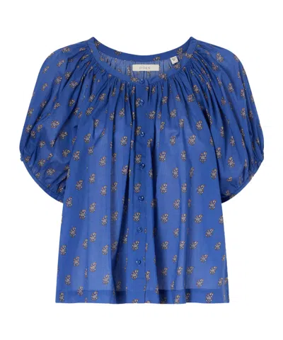 Doen June Floral-print Top In Blue