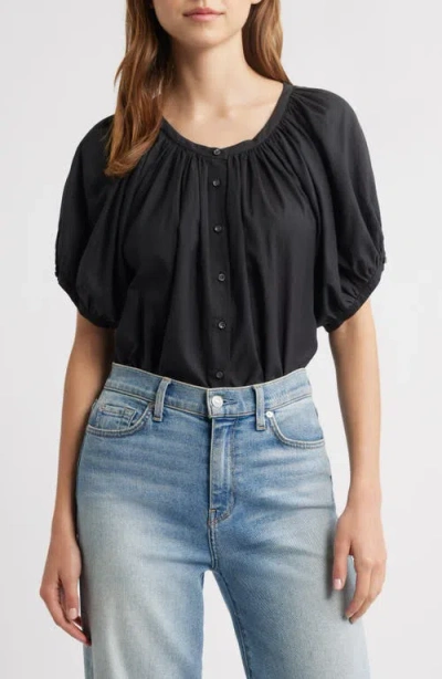 Doen Dôen June Gingham Check Organic Cotton Top In Black