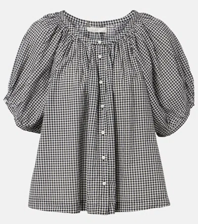 Doen Dôen June Gingham Cotton-blend Top In Multi