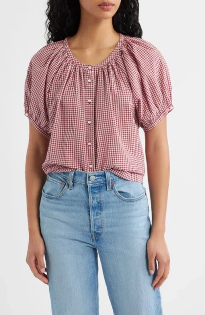 Doen Dôen June Organic Cotton Gingham Top In Pink
