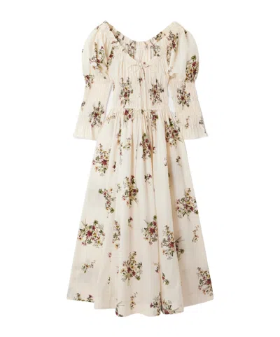 Doen Kaira Shirred Floral-print Dress In Multi