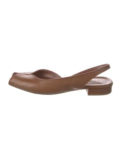 Pre-owned Doen Karung Animal Print Slingback Flats In Brown