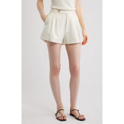 Doen Dôen Kingsley Pleated Linen Blend Shorts In White