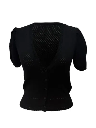 Pre-owned Doen Knitted Short-sleeve Cardigan In Black