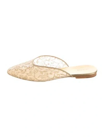 Pre-owned Doen Lace Lace Pattern Mules In Gold