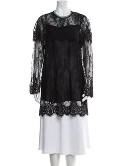 Pre-owned Doen Lace Pattern Crew Neck Blouse In Gray