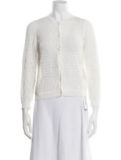 Pre-owned Doen Lace Pattern Crew Neck Sweater In White