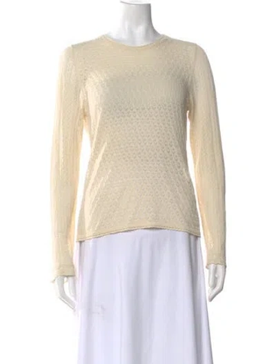 Pre-owned Doen Lace Pattern Crew Neck Top In Neutral
