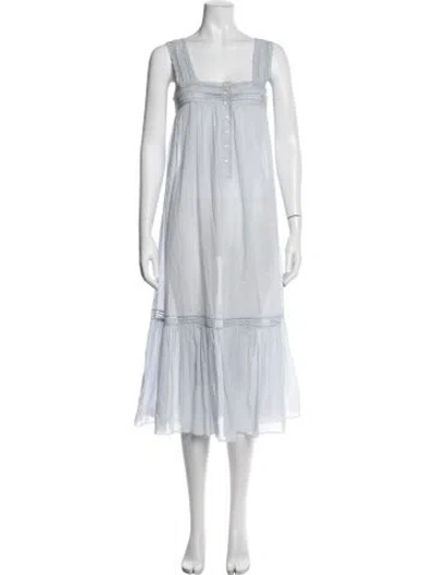 Pre-owned Doen Lace Pattern Long Dress In Blue
