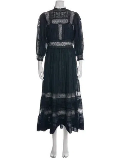 Pre-owned Doen Lace Pattern Long Dress In Blue