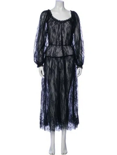 Pre-owned Doen Lace Pattern Long Dress In Green