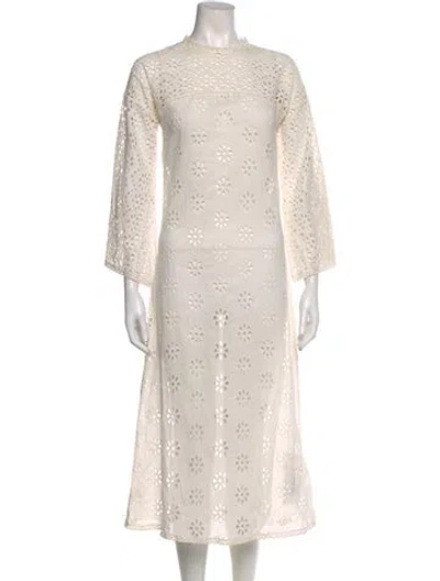 Pre-owned Doen Lace Pattern Long Dress In Neutral