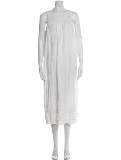 Pre-owned Doen Lace Pattern Long Dress In Neutral